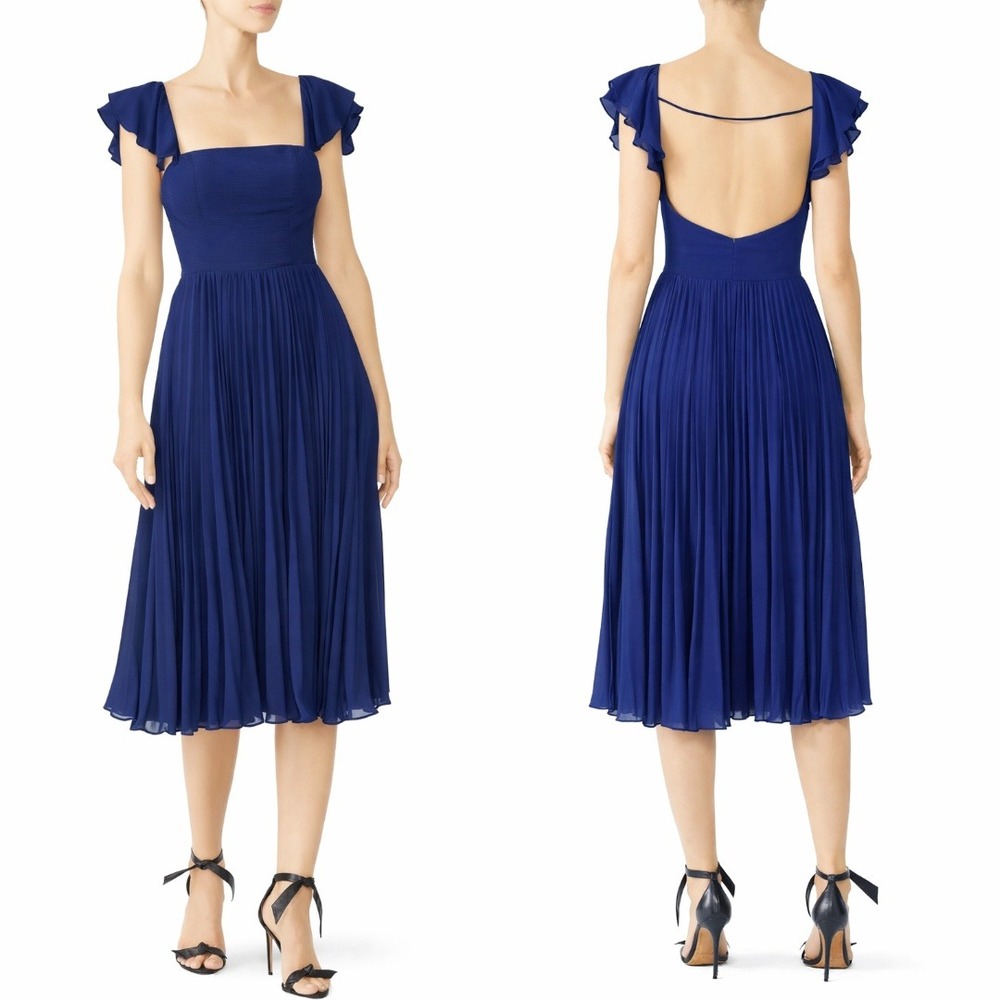 NWT Fame and Partner Atlantic Blue Willa Pleated Midi Dress